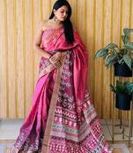 Pink Printed Handloom Sarees