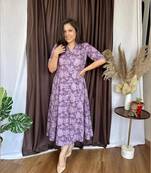 Jaipuri cotton blend stitched flared a-line purple gown