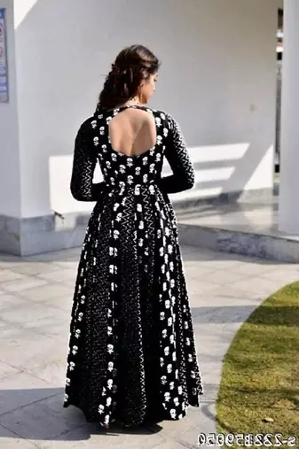 Jaipuri black anarkali gown with dupatta set