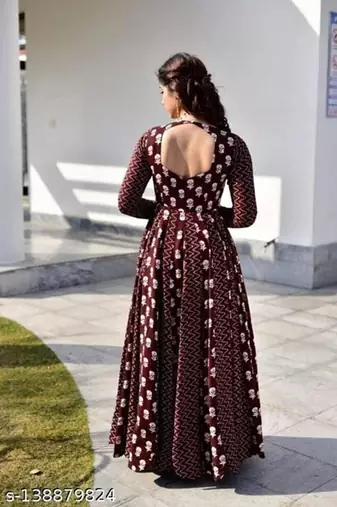 Jaipuri coffee maroon anarkali gown with dupatta set