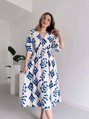 jaipuri cotton base party wear summer special blue gown dress 2
