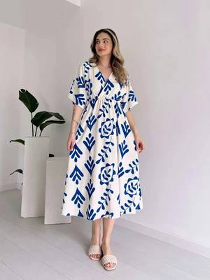 jaipuri cotton base party wear summer special blue gown dress 4