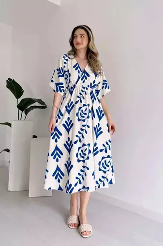 jaipuri cotton base party wear summer special blue gown dress