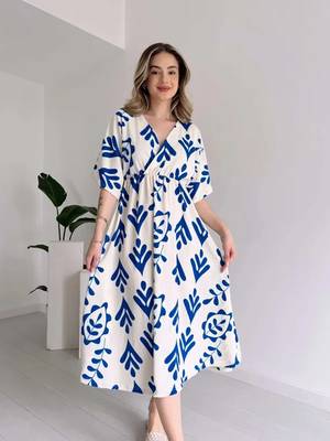 jaipuri cotton base party wear summer special blue gown dress 5