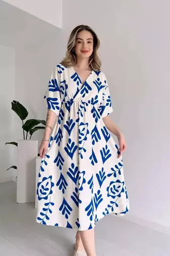 jaipuri cotton base party wear summer special blue gown dress