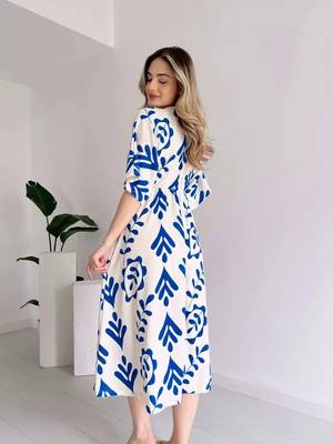 jaipuri cotton base party wear summer special blue gown dress 6