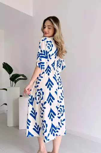 jaipuri cotton base party wear summer special blue gown dress