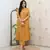 Jaipuri mustard classic printed cotton a-line kurta bottom set