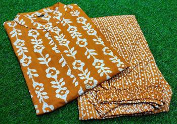 Jaipuri mustard classic printed cotton a-line kurta bottom set 5