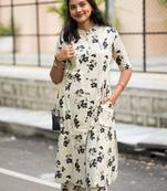 Jaipuri  cream blossom cotton coord set