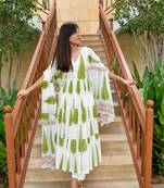 Jaipuri beautiful green designer angrakha style hand block salwar suit