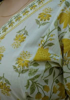 Jaipuri off white mustard  cotton designer afgani party wear 3 piece suit for women 5