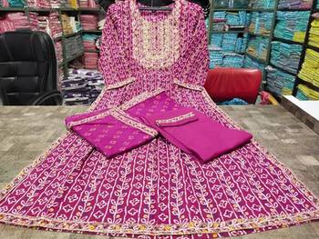 Jaipuri purple embroidepurple printed indian pakistani naira cut salwar kameez kurti pant dupatta set 3