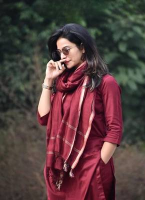 Jaipuri maroon color indian solid straight salwar kameez kurti pant set for women 4