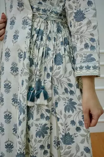 Jaipuri off white grey cotton designer afgani party wear 3 piece suit for women