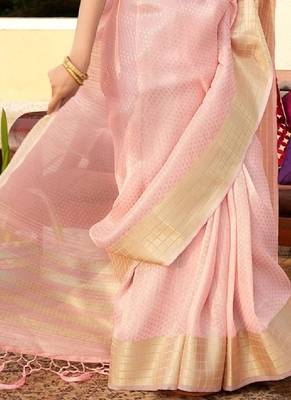 Poetry Pink Tissue Silk Zari Woven Saree With Blouse 2