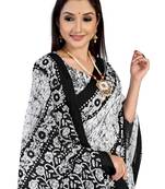 White Colour Cotton Silk Bagru Print Saree