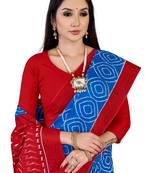 Blue Colour Cotton Silk Bagru Print Saree