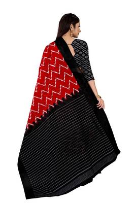 Red Colour Cotton Silk Bagru Print Saree 3