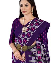 Purple Colour Cotton Silk Bagru Print Saree