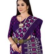 Purple Colour Cotton Silk Bagru Print Saree