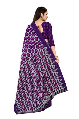 Purple Colour Cotton Silk Bagru Print Saree 3