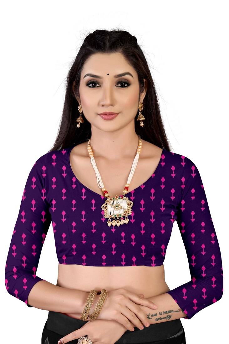 Purple Colour Cotton Silk Bagru Print Saree