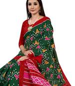 Green Colour Cotton Silk Bagru Print Saree