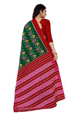 Green Colour Cotton Silk Bagru Print Saree 3