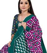 Purple Colour Cotton Silk Bagru Print Saree