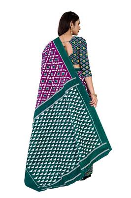 Purple Colour Cotton Silk Bagru Print Saree 3