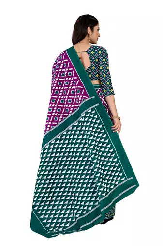 Purple Colour Cotton Silk Bagru Print Saree