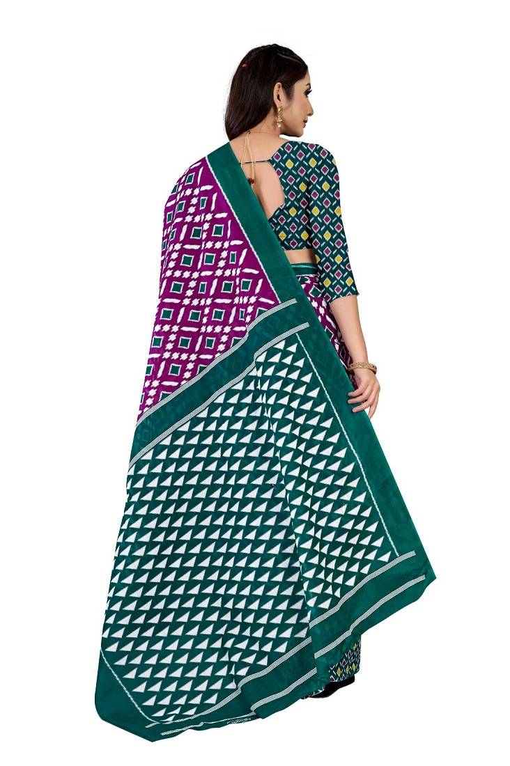 Purple Colour Cotton Silk Bagru Print Saree