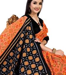 Orange Colour Cotton Silk Bagru Print Saree