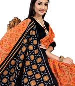 Orange Colour Cotton Silk Bagru Print Saree