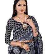 Grey Colour Cotton Silk Bagru Print Saree