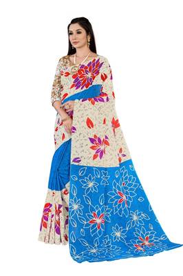 Off-White Colour Cotton Silk Bagru Print Saree 2
