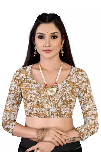 Off-White Colour Cotton Silk Bagru Print Saree