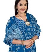 Blue Colour Cotton Silk Bagru Print Saree