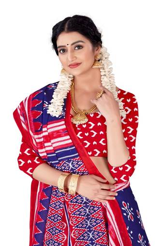 Blue Colour Cotton Silk Bagru Print Saree