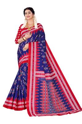 Blue Colour Cotton Silk Bagru Print Saree 2