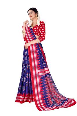 Blue Colour Cotton Silk Bagru Print Saree 5