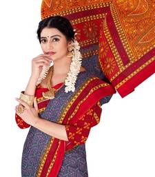 Grey Colour Cotton Silk Bagru Print Saree