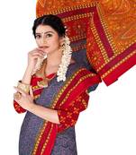 Grey Colour Cotton Silk Bagru Print Saree