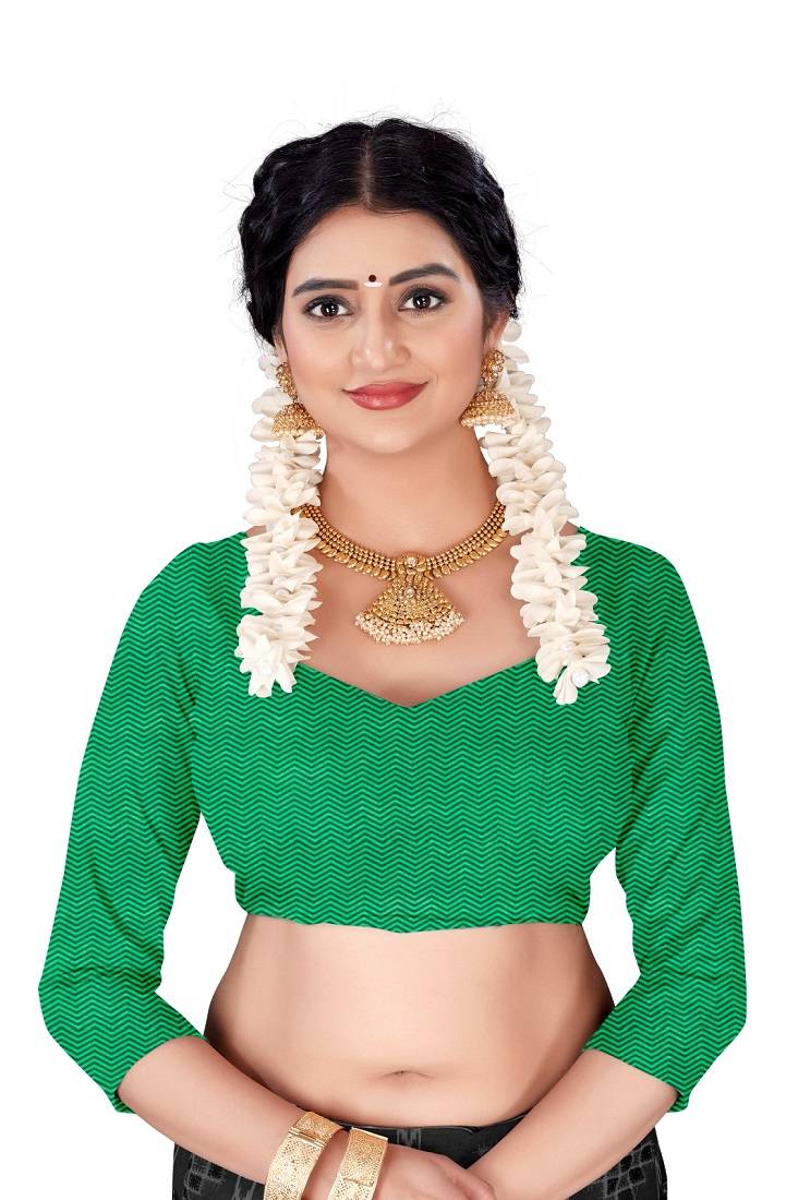 Dark Green Colour Cotton Silk Bagru Print Saree