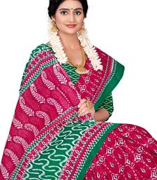 Pink Colour Cotton Silk Bagru Print Saree