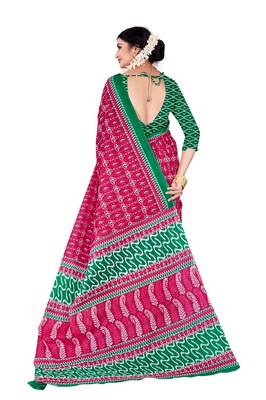 Pink Colour Cotton Silk Bagru Print Saree 3