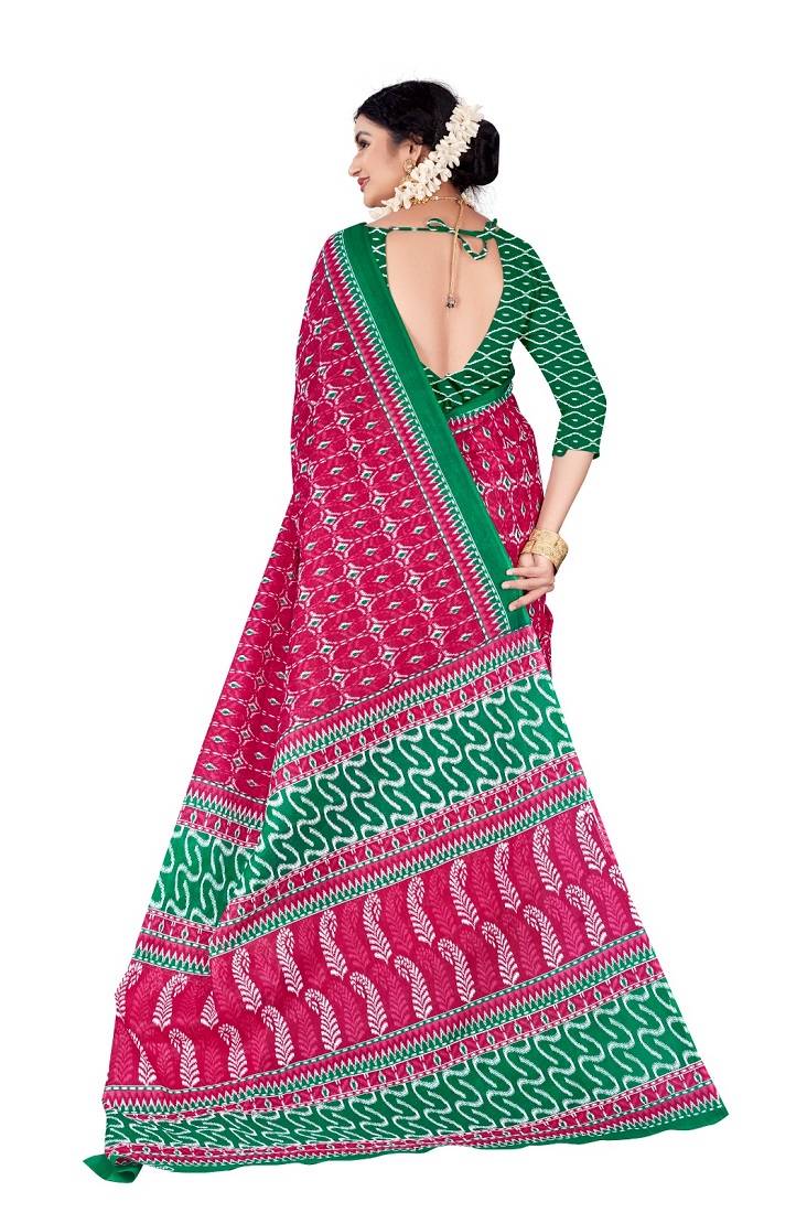 Pink Colour Cotton Silk Bagru Print Saree