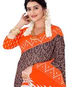 Coffee Colour Cotton Silk Bagru Print Saree