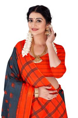 Black Colour Cotton Silk Bagru Print Saree 1